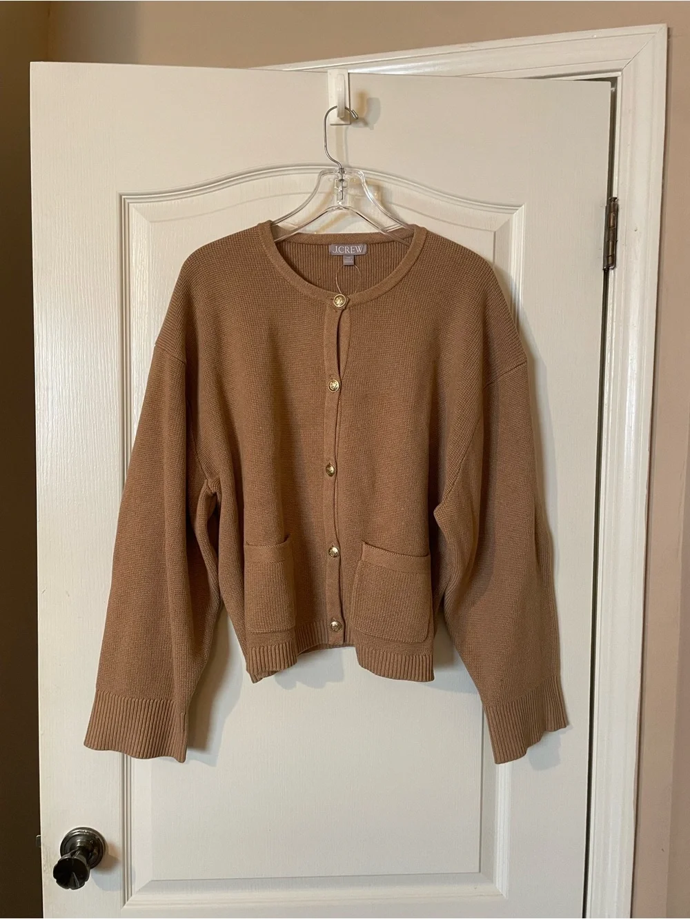 J.Crew Emilie Sweater Lady Jacket Women XXL Brown Gold Button Quiet Luxury